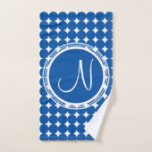 Blue Polka Dot Monogram Bad Handdoek (Handdoek)