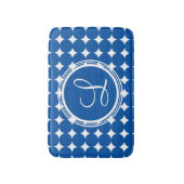 Blue Polka Dot Monogram Badmat (Voorkant Verticaal)