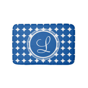 Blue Polka Dot Monogram Badmat
