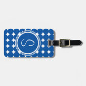Blue Polka Dot Monogram Bagagelabel (Voorkant horizontaal)