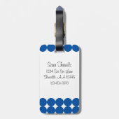Blue Polka Dot Monogram Bagagelabel (Achterkant verticaal)