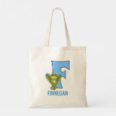 Blue Polka Dot Monogram F met een Cute Frog Tote Bag (Achterkant)