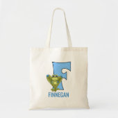 Blue Polka Dot Monogram F met een Cute Frog Tote Bag (Voorkant)