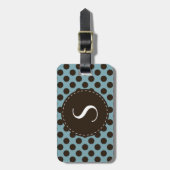Blue Polka Dot Monogram Gepersonaliseerd Bagagelab Bagagelabel (Voorkant verticaal)