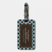 Blue Polka Dot Monogram Gepersonaliseerd Bagagelab Bagagelabel (Achterkant verticaal)