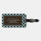 Blue Polka Dot Monogram Gepersonaliseerd Bagagelab Bagagelabel (Achterkant horizontaal)