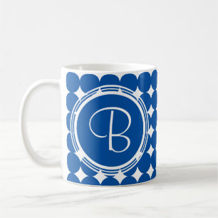 Blue Polka Dot Monogram Koffiemok