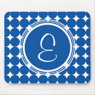 Blue Polka Dot Monogram Muismat
