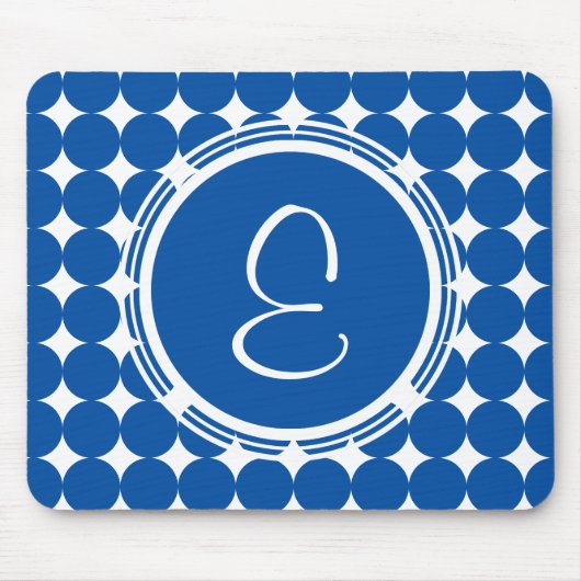 Blue Polka Dot Monogram Muismat (Voorkant)