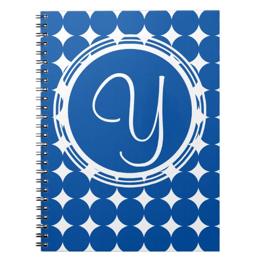 Blue Polka Dot Monogram Notitieboek (Voorkant)