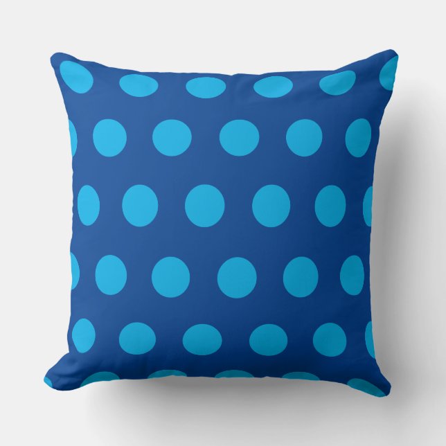 Blue Polka Dot Monogram Sierkussen (Voorkant)