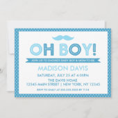 Blue Polka Dot Oh Boy Baby shower Kaart (Voorkant)