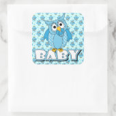 Blue Polka Dot Owl Baby shower Thema Vierkante Sticker (Tas)