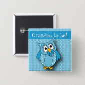 Blue Polka Dot Owl | Thema Baby shower Vierkante Button 5,1 Cm (Voorkant /achterkant)