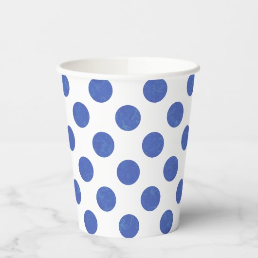 Blue Polka Dot Papieren Bekers (Links)