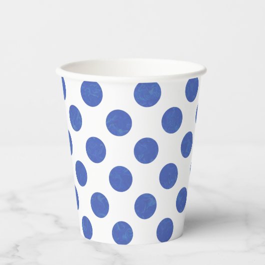 Blue Polka Dot Papieren Bekers (Voorkant)