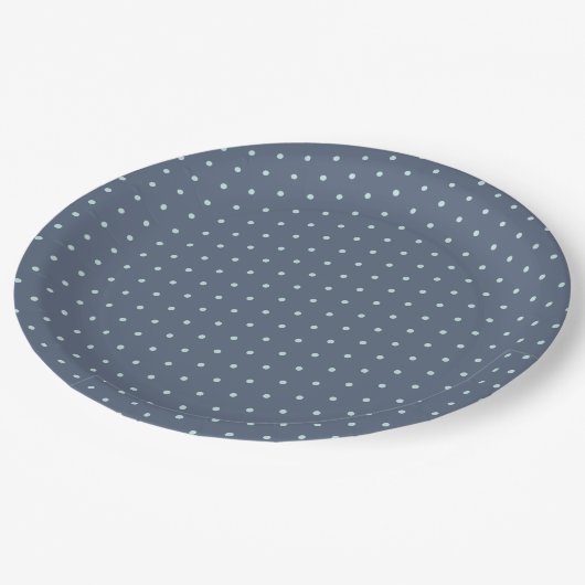 Blue Polka Dot Papieren Bordje (Gekanteld)