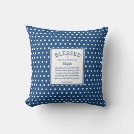 Blue Polka Dot Personalized Christelijk Blessing Kussen