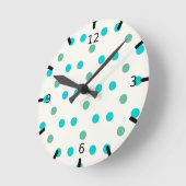 Blue Polka Dot Retro Design Ronde Klok (Hoek)