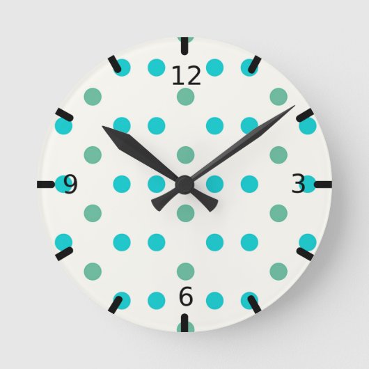 Blue Polka Dot Retro Design Ronde Klok (Voorkant)