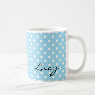 Blue Polka Dot Retro Style Mok