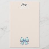 Blue Polka Dot Ribbon Stationery Briefpapier (Voorkant)