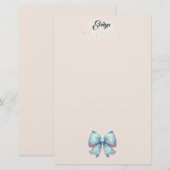 Blue Polka Dot Ribbon Stationery Briefpapier (Voorkant / Achterkant)