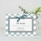Blue Polka Dot Save the Date (Staand voorkant)