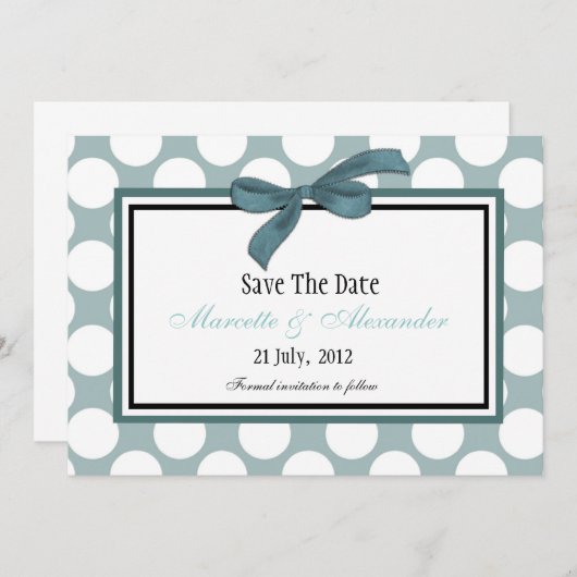 Blue Polka Dot Save the Date (Voorkant / Achterkant)