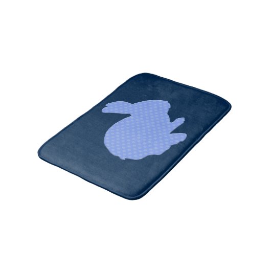 Blue Polka Dot Silhouette Bunny Rabbit Bath Mat (Gekanteld)