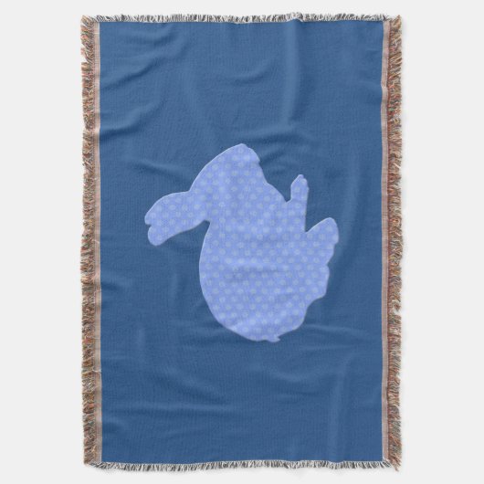 Blue Polka Dot Silhouette Bunny Throw Blanket Deken (Voorkant Verticaal)