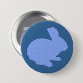 Blue Polka Dot Silhouette Easter Bunny Button (Voorkant /achterkant)