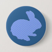 Blue Polka Dot Silhouette Easter Bunny Button (Voorkant)