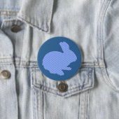 Blue Polka Dot Silhouette Easter Bunny Button (In situ)