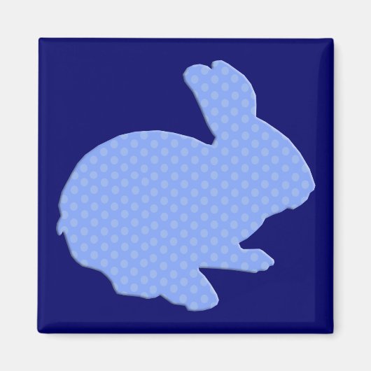 Blue Polka Dot Silhouette Easter Bunny Magnet (Voorkant)