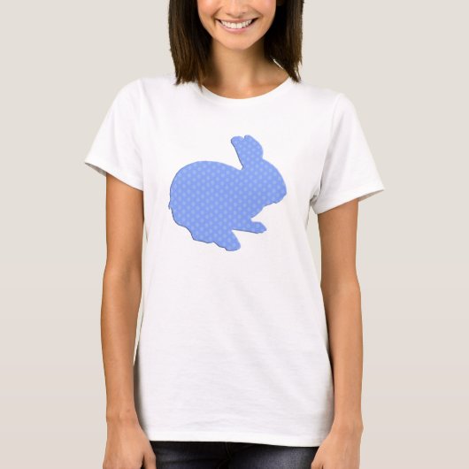 Blue Polka Dot Silhouette Easter Bunny Shirt (Voorkant)