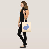 Blue Polka Dot Silhouette Paashaas Canvas tas (Voorkant (model))