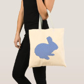 Blue Polka Dot Silhouette Paashaas Canvas tas (Voorkant (product))