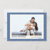 Blue Polka Dot Snow Simple Holiday-fotokaart Feestdagenkaart (Voorkant)