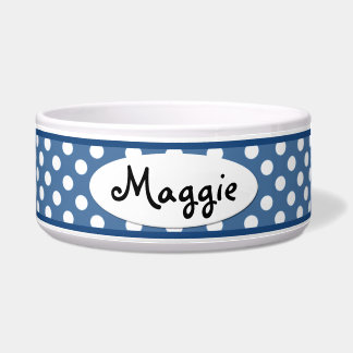 Blue Polka Dot Specialized Ceramic Dog Bowl Voerbakje