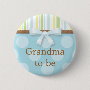 Blue Polka Dot Stripes - "Grandma to be" Pin Ronde Button 5,7 Cm