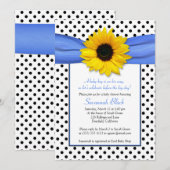 Blue Polka Dot Sunflower Boy Baby shower Kaart (Voorkant / Achterkant)