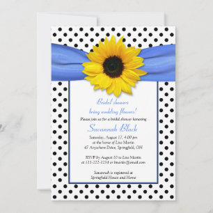 Blue Polka Dot Sunflower Wedding Vrijgezellenfeest Kaart