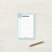 Blue Polka Dot Teardrop Diamond BELANGRIJK Post-it® Notes (Op bureau)