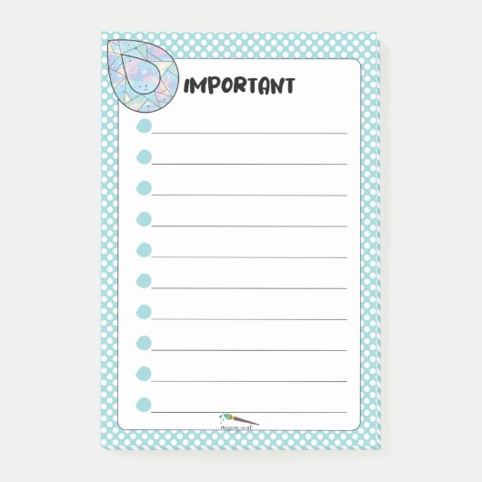 Blue Polka Dot Teardrop Diamond BELANGRIJK Post-it® Notes (Voorkant)