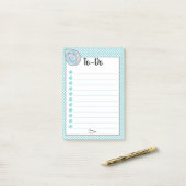 Blue Polka Dot Teardrop Diamond TO-DO's Post-it® Notes (Op bureau)