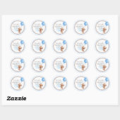 Blue Polka Dot Teddy Bear Balloon Baby shower Ronde Sticker (Vel)