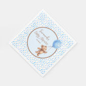 Blue Polka Dot Teddy Bear Balloon Baby shower Servet (Hoek)