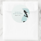 Blue Polka Dot Umbrella Baby shower Stickers (Tas)