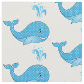Blue Polka Dot Whales | Veranderbare achtergrond Stof (Close Up)